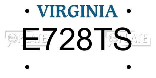 E728TS Virginia License Plate