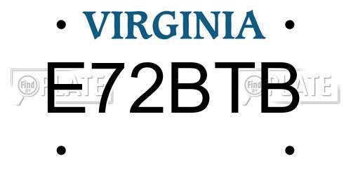 E72BTB Virginia License Plate