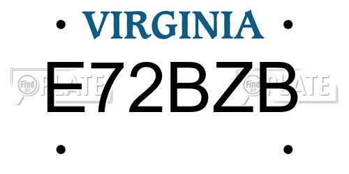 E72BZB Virginia License Plate