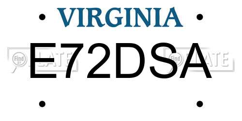 E72DSA Virginia License Plate