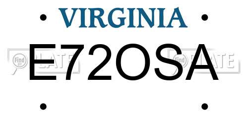 E72OSA Virginia License Plate