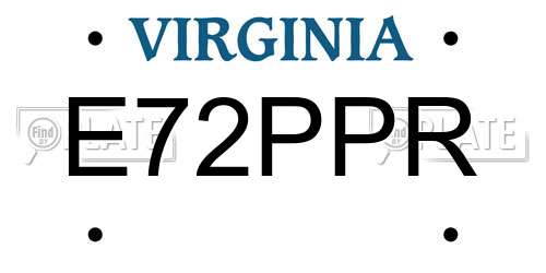 E72PPR Virginia License Plate