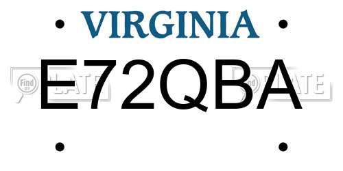 E72QBA Virginia License Plate