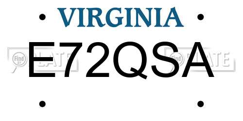E72QSA Virginia License Plate