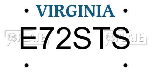 E72STS Virginia License Plate