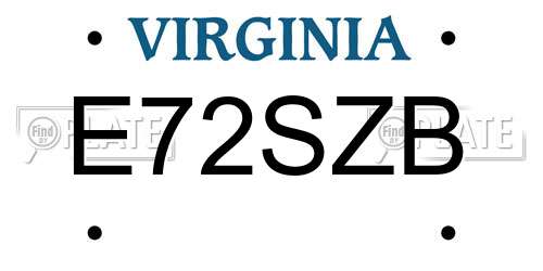 E72SZB Virginia License Plate