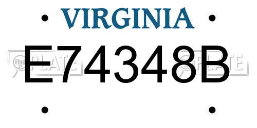 E74348B Virginia License Plate