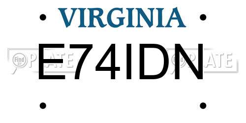 E74IDN Virginia License Plate