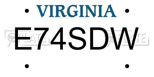 E74SDW Virginia License Plate