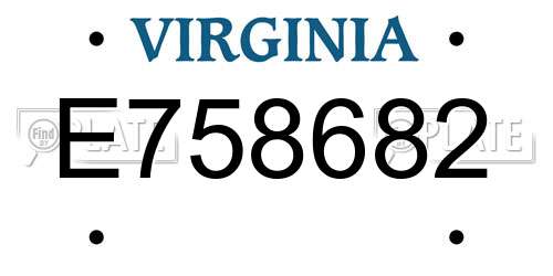 E758682 Virginia License Plate