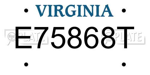 E75868T Virginia License Plate