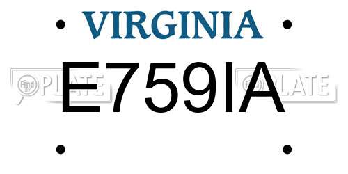 E759IA Virginia License Plate