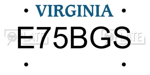 E75BGS Virginia License Plate