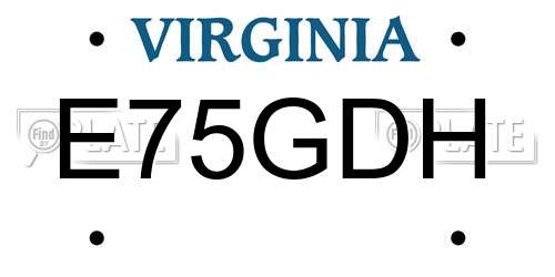 E75GDH Virginia License Plate