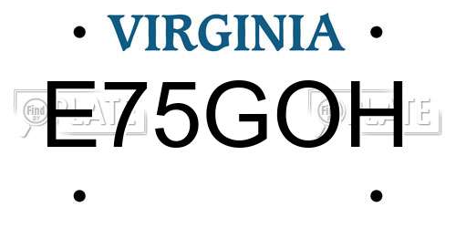 E75GOH Virginia License Plate
