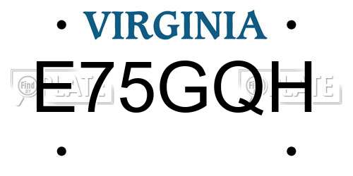 E75GQH Virginia License Plate
