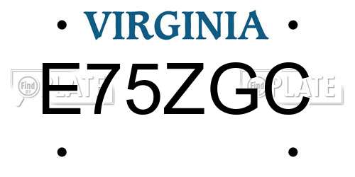 E75ZGC Virginia License Plate