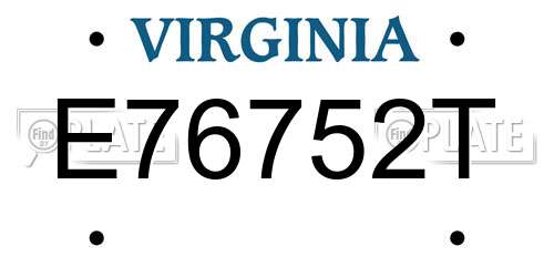 E76752T Virginia License Plate