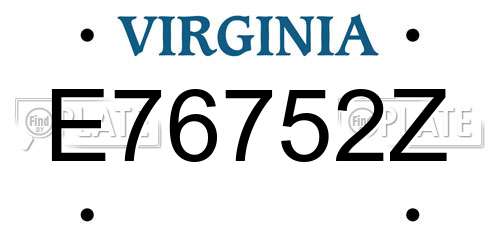 E76752Z Virginia License Plate
