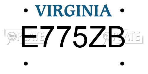 E775ZB Virginia License Plate