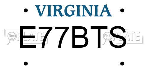 E77BTS Virginia License Plate