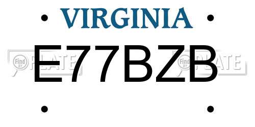 E77BZB Virginia License Plate