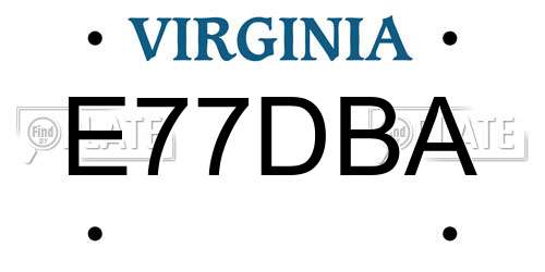 E77DBA Virginia License Plate