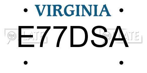 E77DSA Virginia License Plate