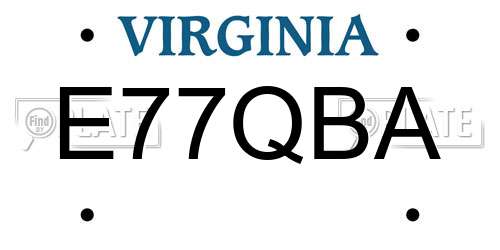 E77QBA Virginia License Plate