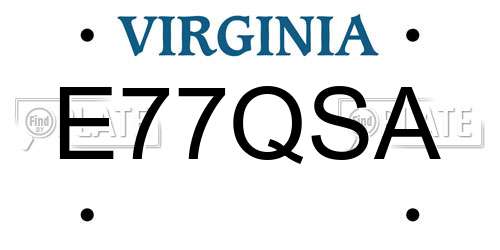 E77QSA Virginia License Plate