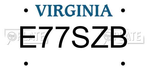 E77SZB Virginia License Plate