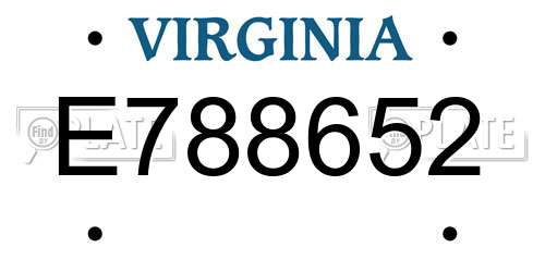 E788652 Virginia License Plate