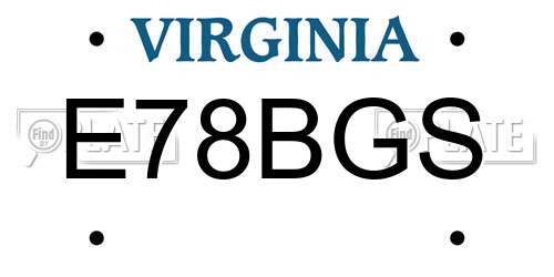 E78BGS Virginia License Plate