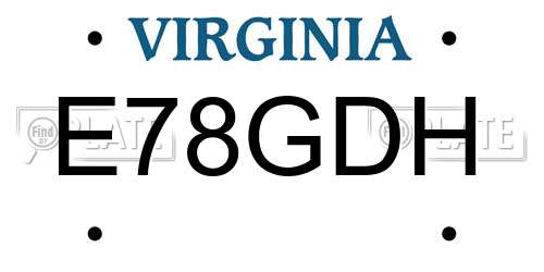 E78GDH Virginia License Plate