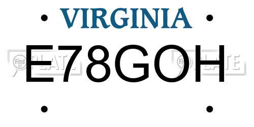 E78GOH Virginia License Plate