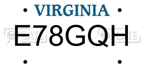 E78GQH Virginia License Plate