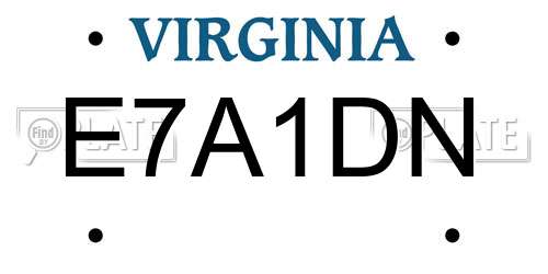 E7A1DN Virginia License Plate