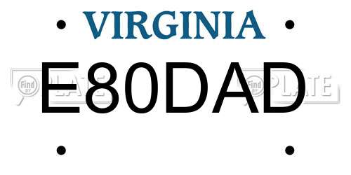 E80DAD Virginia License Plate