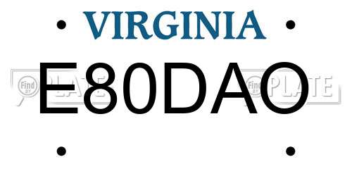 E80DAO Virginia License Plate