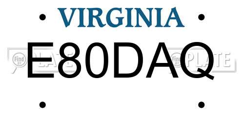 E80DAQ Virginia License Plate