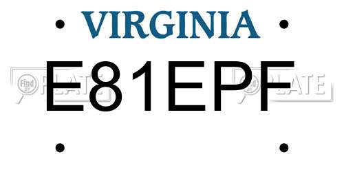 E81EPF Virginia License Plate