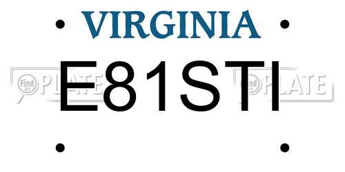 E81STI Virginia License Plate