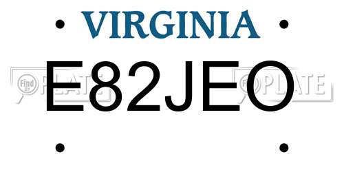E82JEO Virginia License Plate