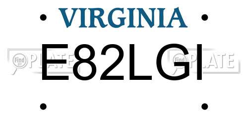 E82LGI Virginia License Plate