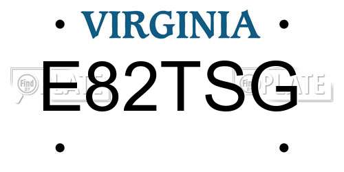 E82TSG Virginia License Plate