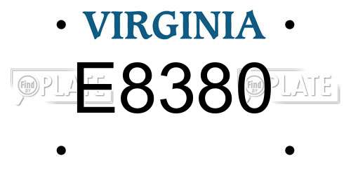 E8380 Virginia License Plate
