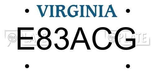 E83ACG Virginia License Plate