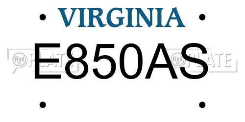 E850AS Virginia License Plate