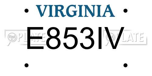 E853IV Virginia License Plate