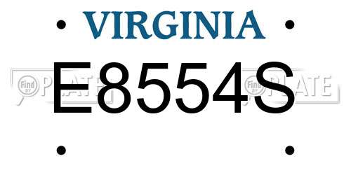 E8554S Virginia License Plate